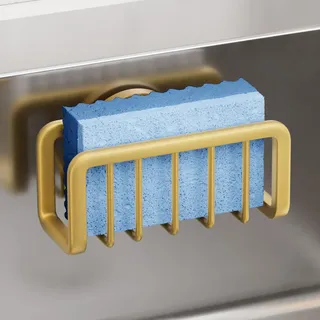 TAILI Einfacher Schwammhalter mit Saugnapf, Spülbecken Organizer – Gold | Einfacher spülschwammhalter mit Saugnapf, schwammhalter spülbecken, Anti Rost, Spülbecken Organizer Lagerung Schwamm, Bürste