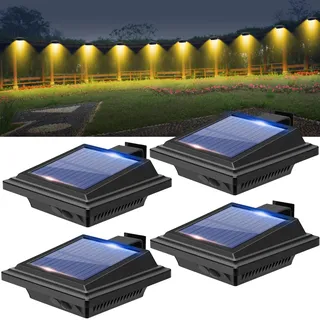 BILLION DUO Dachrinnen Solarleuchten für den Außenbereich, 4er Solarlampen für Außen Garten, Wasserdichte 40 LEDs Zaunbeleuchtung, Schwarz Solar Wandlampe Warmweißes Solarlicht für Garage, Terrase