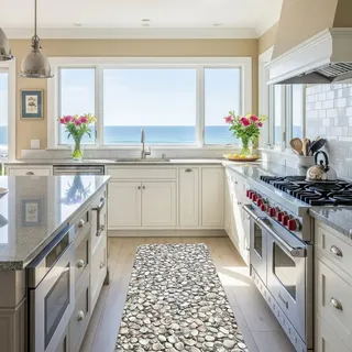 Tadi & Imperio1979 Digitalisierter Vinylteppich, Muscheln, Strand, Verschiedene Größen, modern, Design und Widerstandsfähigkeit für Ihren Raum, Küche, Bad, Wohnzimmer, Esszimmer, PVC-Bodenbelag (67 x