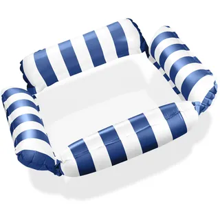 Balinco Aufblasbare Matratze Pool, Wasserhängematte mit Netz, Wasser Luftmatratze mit 4 Luftkammern, Pool Party Sessel, Wasserspielzeug Hängematte, Pool Zubehör für Erwachsene & Kinder (Dunkelblau)