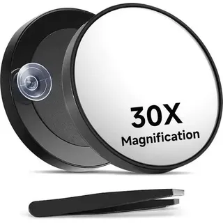 Vergrößerungsspiegel mit Saugnäpfen - 30-fache Vergrößerung - zum Schminken und Augenbrauenzupfen - Blau
