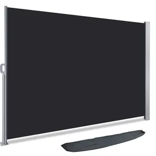 VOUNOT Seitenmarkise Ausziehbar für Balkon, Garten und Terrasse, Sichtschutz, Windschutz, Wasserdicht, Sonnenschutz, 160 x 300 cm, Schwarz-Anthrazit