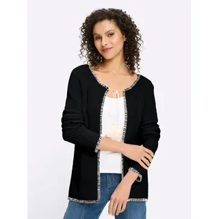 Cardigan HEINE, Damen, Gr. 42, schwarz, weiß, 50% Baumwolle, 50% Polyacryl, gemustert, mehrfarbig, Strickjacken Cardigan