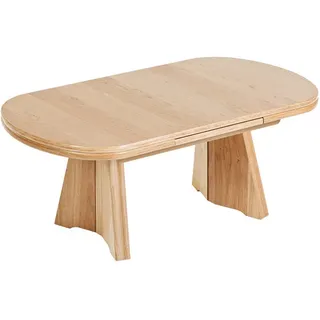 Venda Couchtisch , Eichefarben , Holz, Metall, Holzwerkstoff , Wildeiche , furniert , oval , Wange , 71x54-73x125-165.5 cm , ausziehbar, höhenverstellbar , Wohnzimmer, Wohnzimmertische, Couchtische, Höhenverstellbare Couchtische