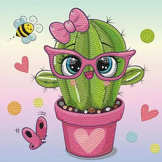 Diamond Dotz DOTZIES Pretty in Pink Cactus, Junge/Mädchen, Kind, Mehrfarbig, 2136 Stück(e), Anfänger, 230 mm