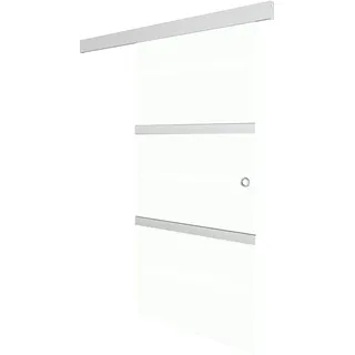 vidaXL Schiebetür mit Softclose ESG-Glas und Aluminium rechts 90 x 205 cm Silber