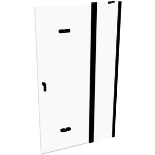 HÜPPE Design pure Schwingfalttür, mit festem Segment, rechtsseitige Befestigung, Breite 1200mm, Höhe 2000mm, 8P7104123321, Duschkabine: Profilfarbe Black Edition Glas ESG klar