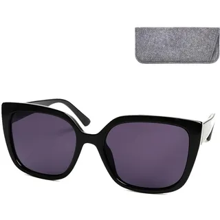 Schmetterling Sonnenlesebrille Damen Groß Schwarz +1.5 UV400 mit Etui