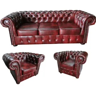 JV Möbel Chesterfield Sofa Sitz 3+2+1 Garnitur - bordeaux