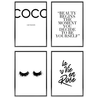 Heimlich – Poster-Set – 4 Stück A4 / 21 x 30 cm – Premium-Poster – ungerahmte Drucke – moderner Stil – Coco