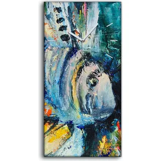 Leinwand Wanduhr Wandkunst Uhr 30x60 Foto Wand groß Löwenfisch Zebrafisch - weiße Hände
