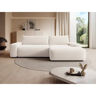 Ecksofa mit Schlaffunktion - Ecke rechts - Strukturstoff - Cremefarben - DAVISO