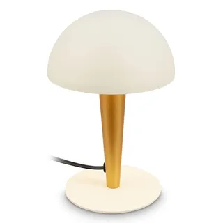 Briloner Tischlampe Metall Ø15x22,5 cm E14 Fassung max. 10W Kabelschalter Messing-Altweiß - Nachttischlampe Leselampe Wohnzimmer Schlafzimmer Büro - Weiß, Silber