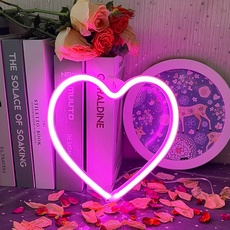 Pink Neon Light Heart Neon Light Pink Heart Neon Light Love Neon Sign USB/Battery Powered Neon LED Sign Neon Christmas Bar Room Party Decoration Neon