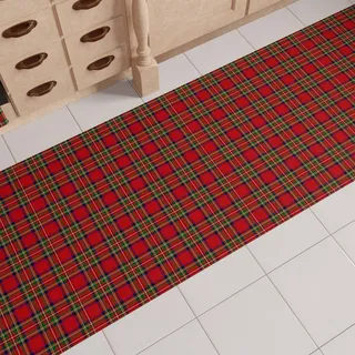 PETTI Artigiani Italiani - Weihnachts-Küchenläufer, Rutschfester und waschbarer Weihnachts-Küchenteppich, 52 x 140 cm, Schottenkaro-Weihnachtsteppich, Made in Italy