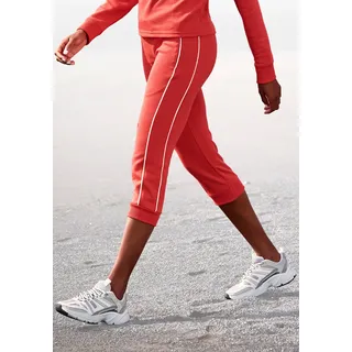 Caprihose H.I.S, Damen, Gr. 36/38, N-Gr, rot, Interlock, Obermaterial: 60% Baumwolle, 40% Polyester, bestickt, unifarben, Basic, bequem kniebedeckend, Hosen Caprihose, mit seitlichem Piping. Ideal für Sport- und Freizeit., Topseller