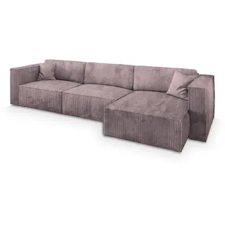 Masseno Ecksofa Tolmo P Lila Kordstoff mit Schlaffunktion , Holz , L-Form,L-Form , 347x148 cm , Wohnzimmer, Sofas & Couches, Wohnlandschaften, Ecksofas