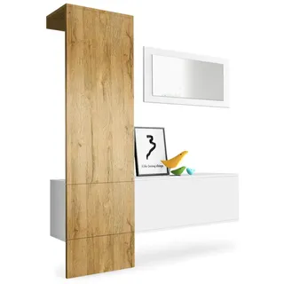 Vladon Garderobe Carlton Paneel in Eiche Nature , Eichefarben , Holzwerkstoff , 156x193x35 cm , Garderobe, Garderoben-Sets & Garderoben-Serien, Garderoben-Sets