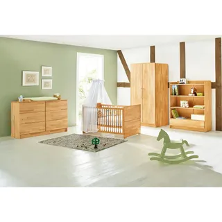 Pinolino Babyzimmer , Buchefarben , Holz , 3-teilig , Buche , massiv , 5 Fächer , 6 Schublade(n) Schubladen , in verschiedenen Größen erhältlich,zum Juniorbett umbaubar, höhenverstellbar, Sprossen mit Normabstand, Aufbauanleitung im Karton, Lattenrost inklusive, Schlupfsprossen , Babymöbel & Kindermöbel, Babyzimmer, Babyzimmer-Serien