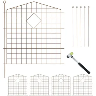 Relaxdays Teichzaun Oberbogen 370 x 78 x 2 cm 5 Elemente Braun