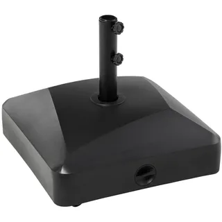 Outsunny Sonnenschirmständer mit Rollen Schirmständer für Ø38/48 mm Schirmstange Metall , Schwarz , Kunststoff , 54.5x54.5 cm , Sonnenschutz, Sonnenschirmständer