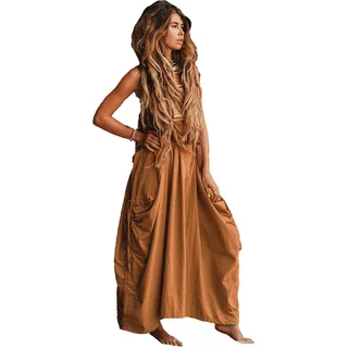 Thaluta Boho Hippie-Zigeuner-Rock für Damen, Maxirock aus Bio-Baumwolle, mit Taschen