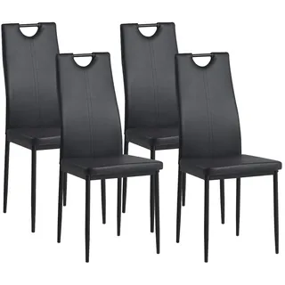 Albatros Esszimmerstühle SALERNO 4er Set, Schwarz -Edles Italienisches Design, Polsterstuhl Kunstleder-Bezug, Modern und Stilvoll am Esstisch - Küchenstuhl, Stuhl Esszimmer oder Stuhl