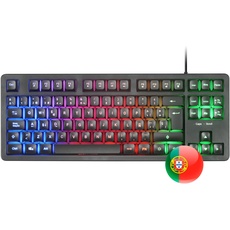 Mars Gaming MK023, Gaming Tastatur TKL, Hybrid H-Mech Technologie, FRGB Regenbogenbeleuchtung, Anti-Ghosting, Universelle Kompatibilität, Schwarz, Portugiesisch Sprache