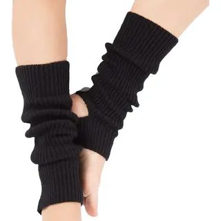 Tukistore Damen Mädchen Ballettstulpen mit Fersenloch Tanzen Stulpen Ballettstulpen Beinwärmer Ballett Stulpen Legwarmer Armstulpen, Schwarz, Einheitsgröße