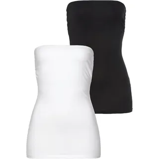 Bandeautop LAURA SCOTT, Damen, Gr. 34, schwarz-weiß (weiß, schwarz), Jersey, Obermaterial: 95% Baumwolle, 5% Elasthan, unifarben, Basic, sehr figurbetont, Tops Bandeautop, trägerlos und figurbetont, Topseller