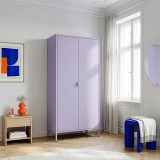 Kleiderschrank 'Esteli' mit 2 Türen 170 x 80 x 45 cm 2 Kleiderstangen 4 höhenverstellbare Einlegeböden Stahl Hellviolett - Violett