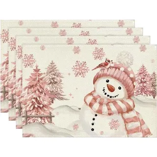 Kunststoff Tischunterlage Set - Farbenreich und Umweltfreundlich - 6 Stücke - 100% Polyester - Rosa