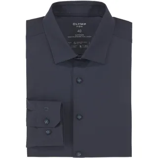 Businesshemd OLYMP "No. Six 24/Seven super slim", Herren, Gr. 37, N-Gr, blau (marine), Web, Obermaterial: 92% Baumwolle, 8% Elasthan, sehr schmal, Hemden Businesshemd, in bequemer Jersey-Qualität