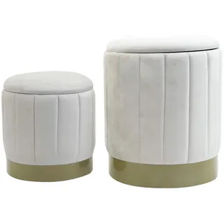 Mobili Rebecca Pouf 2er Set Weiß 35,5/35,5/44 cm , Textil , 35.5x44x35.5 cm , Wohnzimmer, Sessel, Hocker & Hockerbänke, Poufs