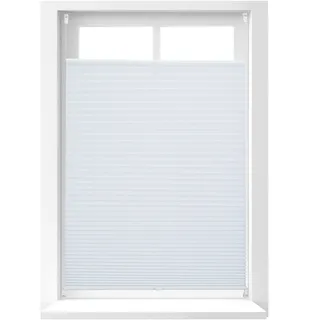 2 x Plissee Rollo ohne Bohren, Klemmfix zum Kleben, Faltrollo lichtdurchlässig, Faltstore weiß, B x H: 80 x 130 cm - Weiß
