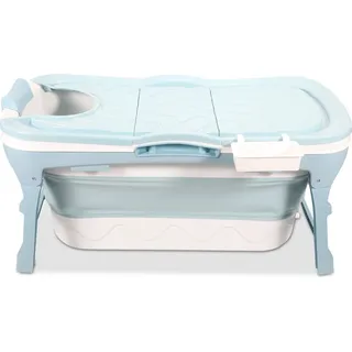 Jopassy Faltbaren Badewanne 118x60x50cm zu entspannen fur Erwachsene | 118x60x50cm | Ideal für kleine Badezimmer | Mobile tragbare Klappbadewanne zum Aufstellen - Blau