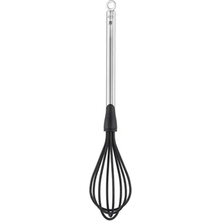 Rösle Basic Line Schneebesen mit Rundgriff und Aufhängeöse, Edelstahl 18/10, PPA, spülmaschinengeeignet, Silberfarben / Schwarz