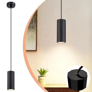 ZMH Pendelleuchte Schwarz Metall 1 Flammig Hängelampe Pendellampe GU10 Modern Industrial Hängeleuchte für Wohnzimmer Esszimmer Küche Schlafzimmer - Schwarz