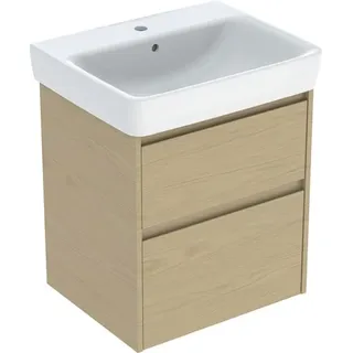 Geberit Renova Plan Set Waschtisch mit Unterschrank, 2 Schubladen, 60x69,7x44,6cm, 504.036.PS.1, Farbe: Eiche natur / Melamin Holzstruktur