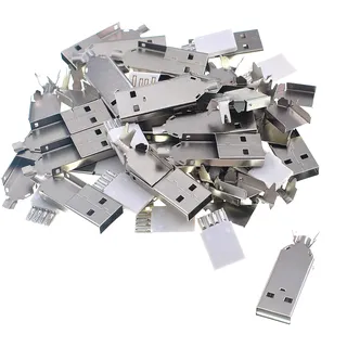 Oiyagai 20 Stück USB Typ-A Stecker Male mit Metallgehäuse, Lötversion 4-Pin USB 2.0 Adapter für DIY Kabelbau und Reparatur