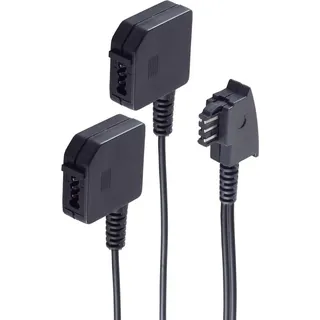 ShiverPeaks -BASIC-S--TAE F-Stecker auf 2 TAE F-Kupplungen, 0,2m, Telefon Zubehör