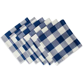 DII Buffalo Check Collection Tischset im klassischen Bauernhaus-Design, Baumwolle, Marineblau und cremefarben, 20" x 20" (Set of 6), 6