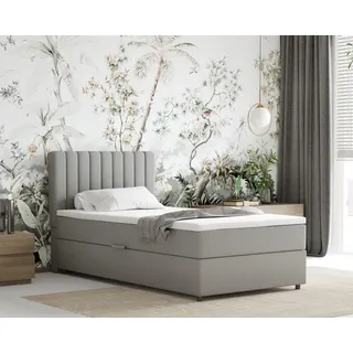 panda möbel gmbh Boxspringbett 100x200 EVEREST, mit Topper, mit Bettkästen, Einzelbett, Hellgrau, Panda Möbel - Hellgrau