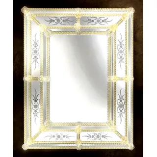 Spiegel Ab Wand Vertikaler Horizontal Graviert Glas Murano Beads Gold 80x100 CM