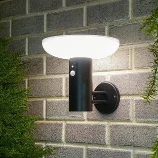 esotec Solar Wandleuchte Luna mit Bewegungssensor H=23,5 wetterfest IP44 102938 - Schwarz, Weiß