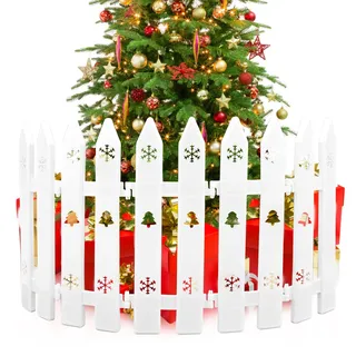 20 Stück weißer Kunststoffzaun für Weihnachten, 30 x 10 cm Christmas Tree Plastic Picket Fence, Gartenzaun abnehmbare, für Weihnachtsbaum Hochzeit Party Micro Landschaft Dekoration