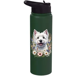 West Highland White Terrier Westie Hund Sommer Wildblumen Stainless Steel Insulated Water Bottle
