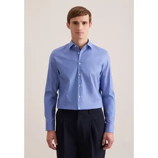 Businesshemd SEIDENSTICKER "Schwarze Rose", Herren, Gr. M (39), normale Ärmellängen, blau (mittelblau), 100% Baumwolle, bedruckt, skinny fit, 2-Knopf-Manschette, Hemden Businesshemd, X-Slim 1/1 Kentkragen Druck