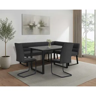 OTTO home "Barcell/Ivanna/Calgoty", Set, Eckbankgruppe, Sitzgruppe, Eckbank und Stühle bequem gepolstert, Tisch 120x80 cm, anthrazit, zement farb., anthrazit, schwarz, B:120cm H:76cm T:80cm, MDF, Metall, Stoff, Sitzmöbel-Sets, Eckbank, Stühle, 4 tlg.