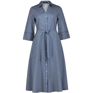 Hemdblusenkleid ZERO "Hemdblusenkleid mit 3/4 Arm", Damen, Gr. 38, EURO, blau (dunkelblau, weiß), Obermaterial: 98% Baumwolle CO. 2% Elasthan EL., Kleider Hemdblusenkleid